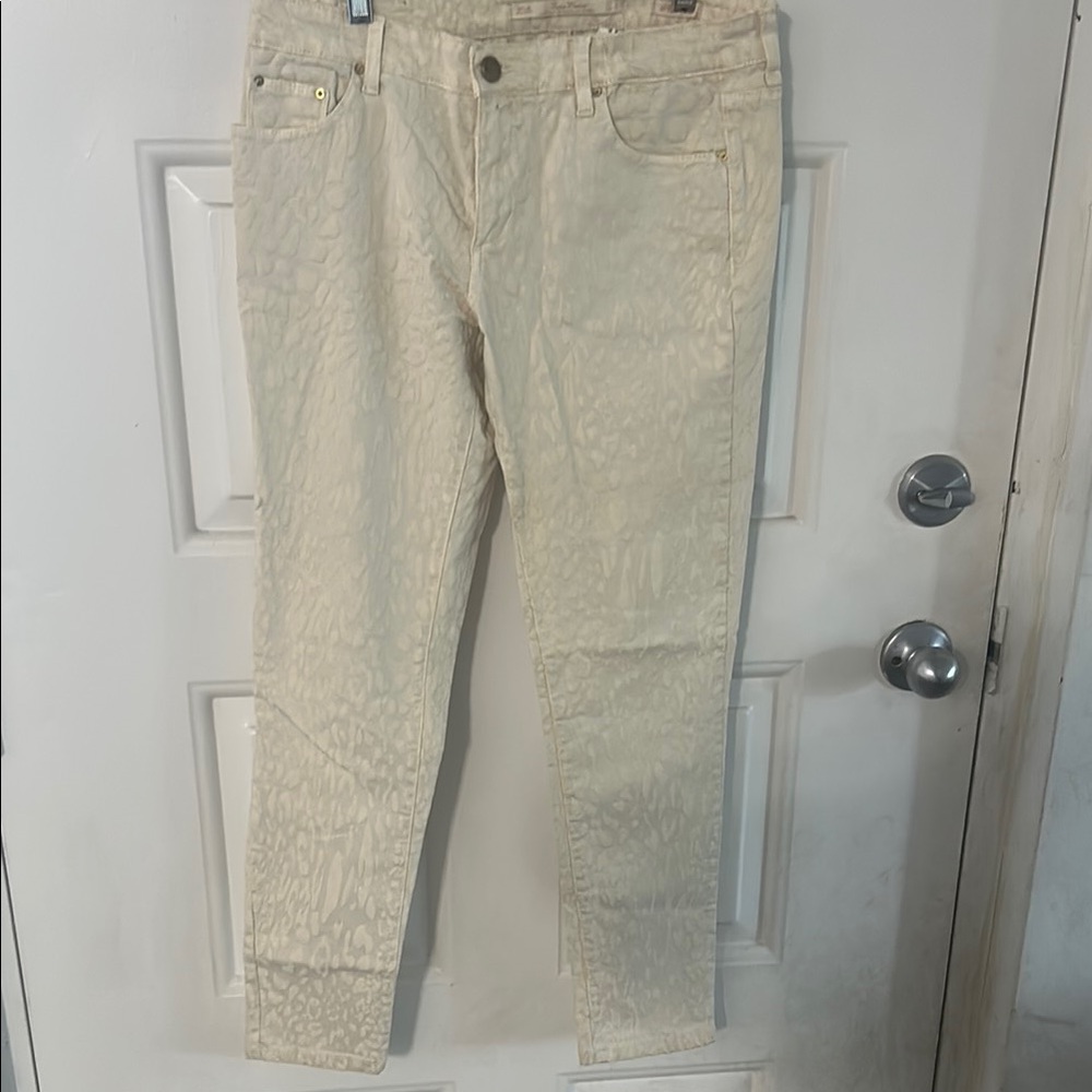 Zara premium collection Cream Patterned Skinny Jeans Sz 10
